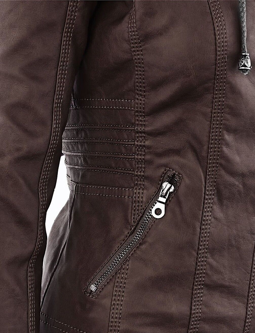 Women's Classic Biker Jacket – Zip-Up Faux Leather Moto Jacket
