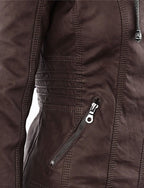 Women's Classic Biker Jacket – Zip-Up Faux Leather Moto Jacket