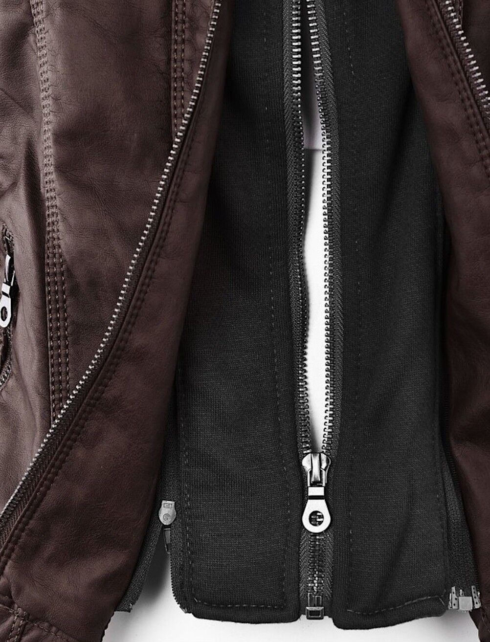 Women's Classic Biker Jacket – Zip-Up Faux Leather Moto Jacket