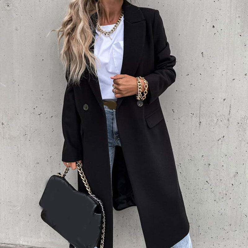 Women's Tailored Longline Coat – Classic Button Front Overcoat