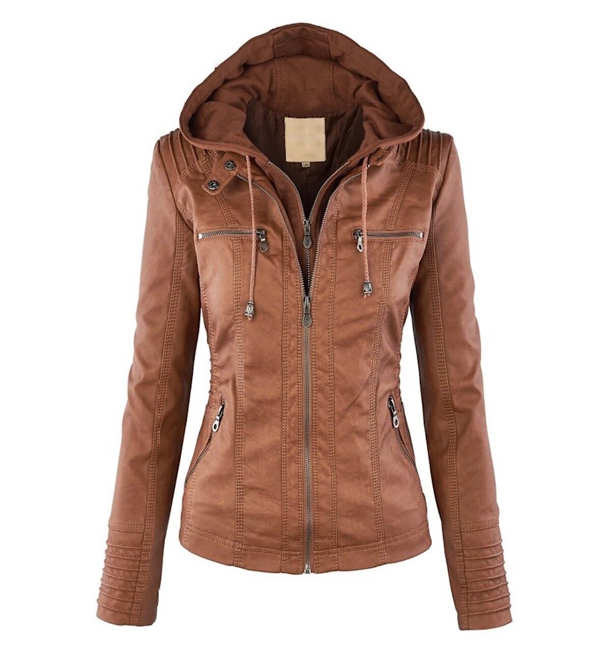 Women's Classic Biker Jacket – Zip-Up Faux Leather Moto Jacket