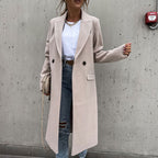 Women's Tailored Longline Coat – Classic Button Front Overcoat