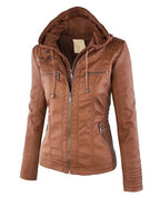 Women's Classic Biker Jacket – Zip-Up Faux Leather Moto Jacket