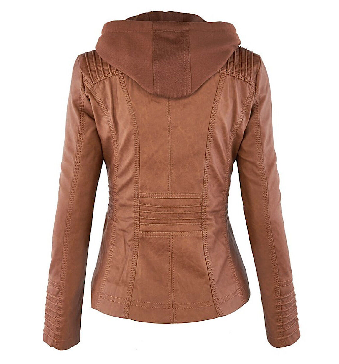 Women's Classic Biker Jacket – Zip-Up Faux Leather Moto Jacket