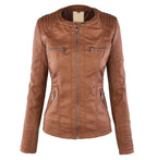 Women's Classic Biker Jacket – Zip-Up Faux Leather Moto Jacket