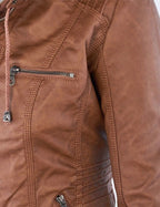 Women's Classic Biker Jacket – Zip-Up Faux Leather Moto Jacket