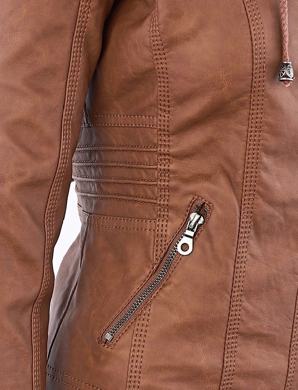 Women's Classic Biker Jacket – Zip-Up Faux Leather Moto Jacket
