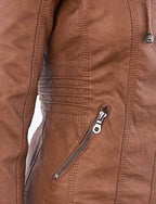 Women's Classic Biker Jacket – Zip-Up Faux Leather Moto Jacket