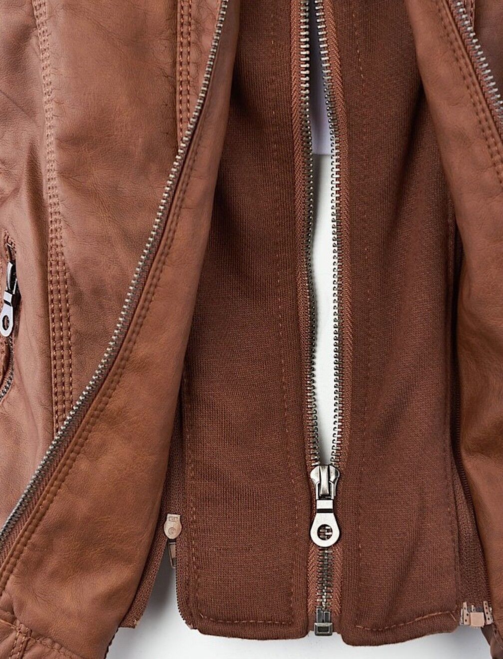 Women's Classic Biker Jacket – Zip-Up Faux Leather Moto Jacket