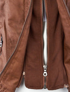 Women's Classic Biker Jacket – Zip-Up Faux Leather Moto Jacket