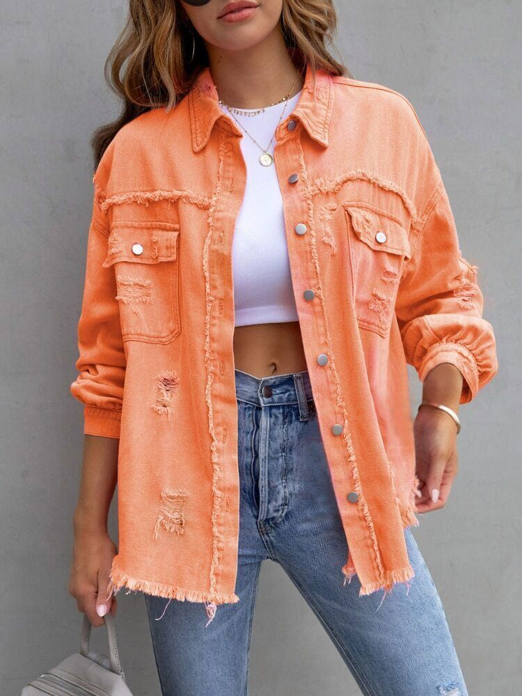 Women's Oversized Casual Jacket – Relaxed Button Front Jacket