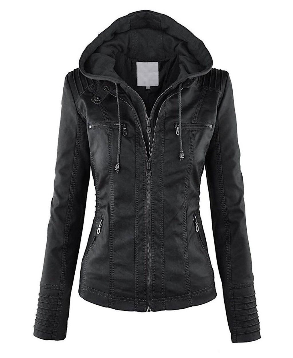Women's Classic Biker Jacket – Zip-Up Faux Leather Moto Jacket