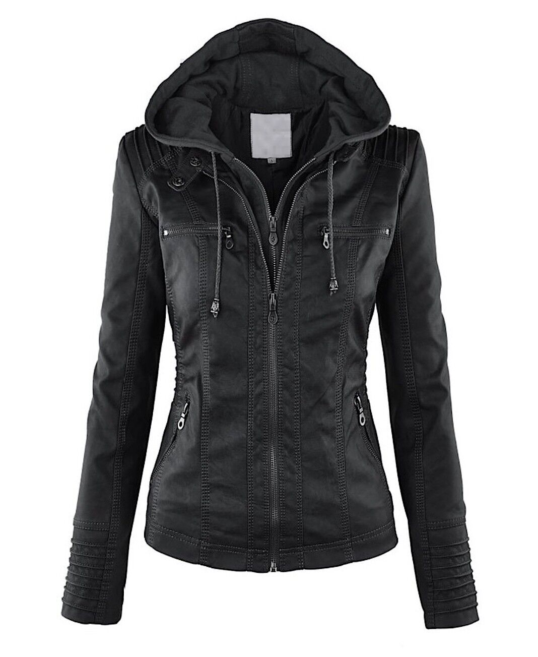 Women's Classic Biker Jacket – Zip-Up Faux Leather Moto Jacket