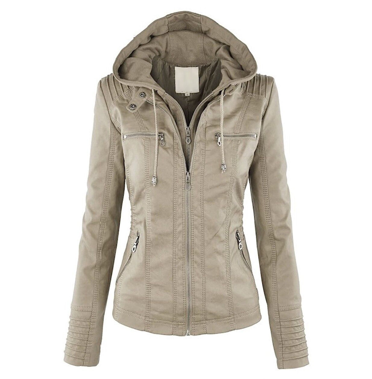Women's Classic Biker Jacket – Zip-Up Faux Leather Moto Jacket