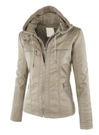 Women's Classic Biker Jacket – Zip-Up Faux Leather Moto Jacket