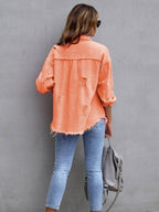 Women's Oversized Casual Jacket – Relaxed Button Front Jacket