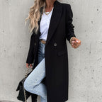 Women's Tailored Longline Coat – Classic Button Front Overcoat
