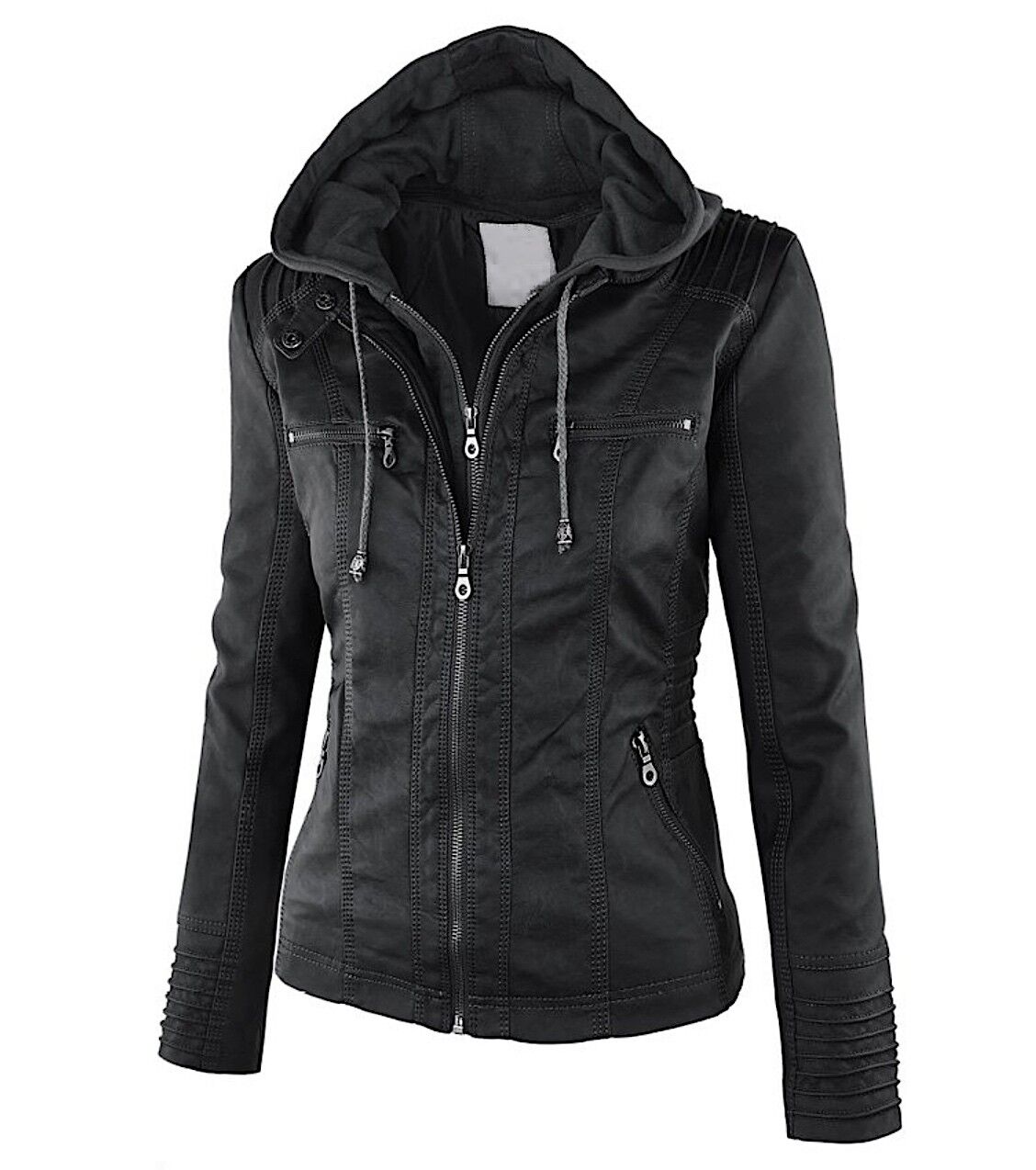 Women's Classic Biker Jacket – Zip-Up Faux Leather Moto Jacket