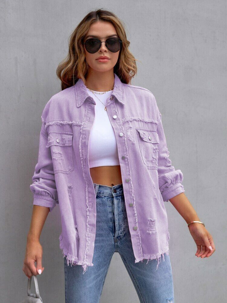 Women's Oversized Casual Jacket – Relaxed Button Front Jacket