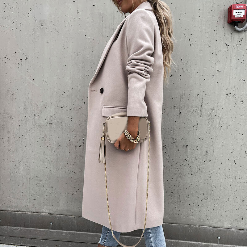 Women's Tailored Longline Coat – Classic Button Front Overcoat