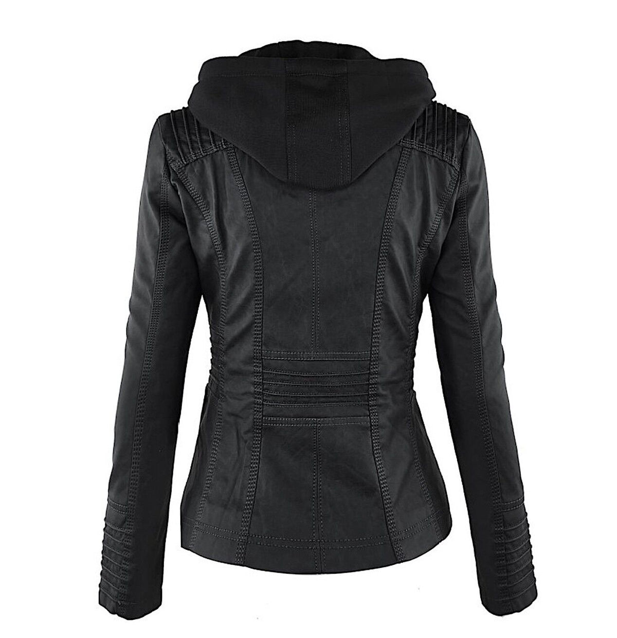 Women's Classic Biker Jacket – Zip-Up Faux Leather Moto Jacket