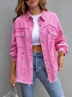 Women's Oversized Casual Jacket – Relaxed Button Front Jacket