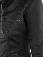 Women's Classic Biker Jacket – Zip-Up Faux Leather Moto Jacket