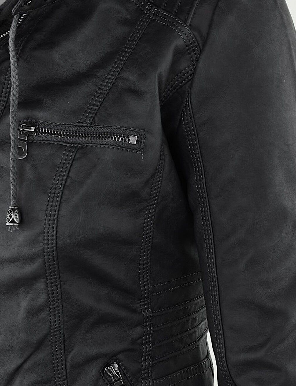 Women's Classic Biker Jacket – Zip-Up Faux Leather Moto Jacket