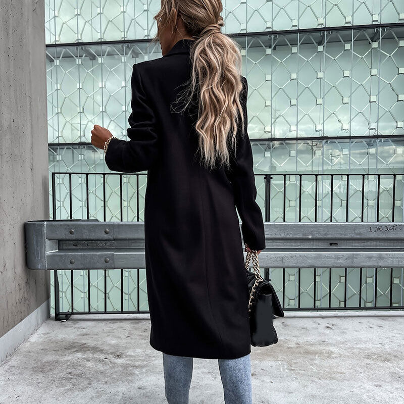 Women's Tailored Longline Coat – Classic Button Front Overcoat