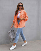 Women's Oversized Casual Jacket – Relaxed Button Front Jacket