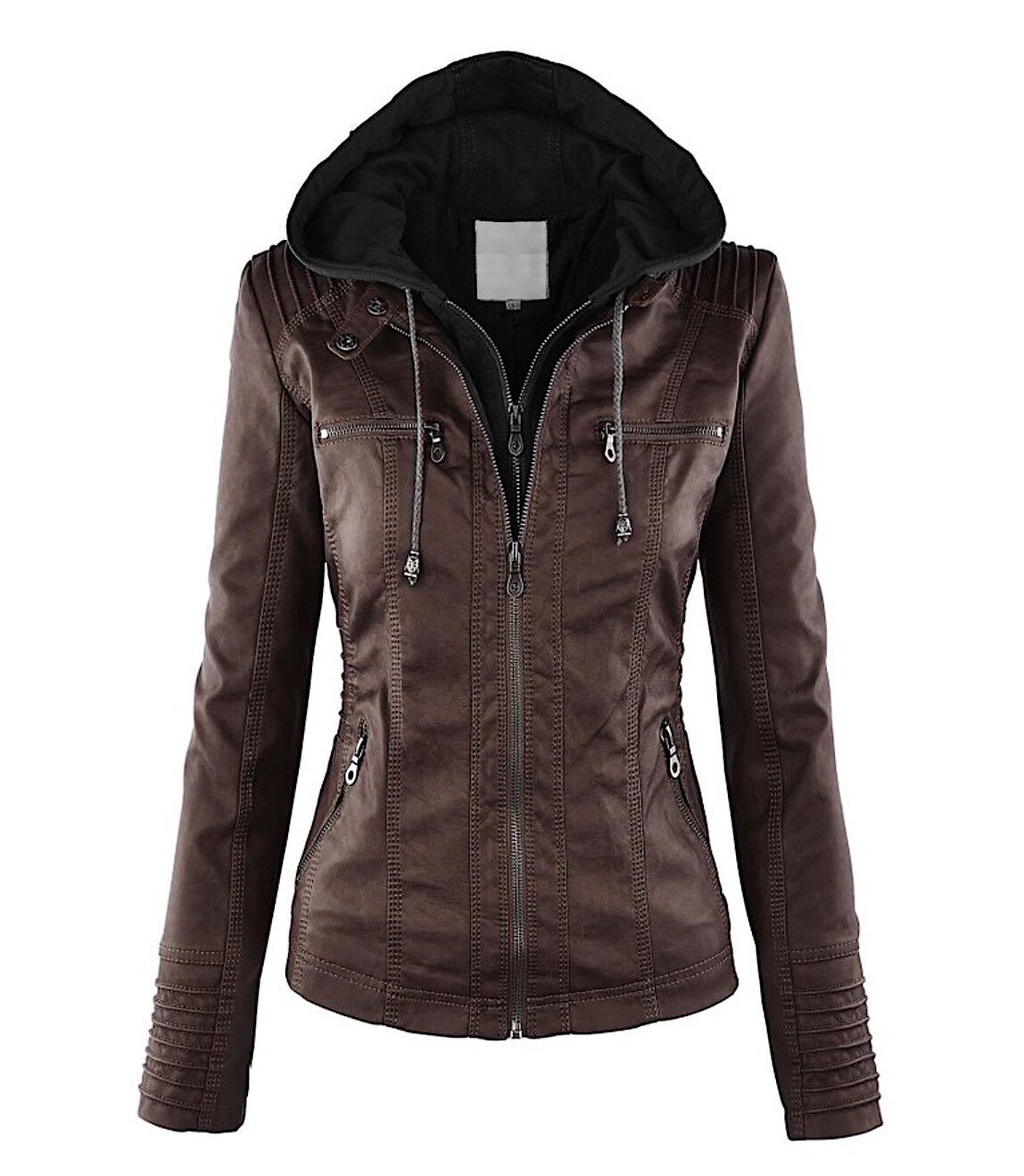 Women's Classic Biker Jacket – Zip-Up Faux Leather Moto Jacket