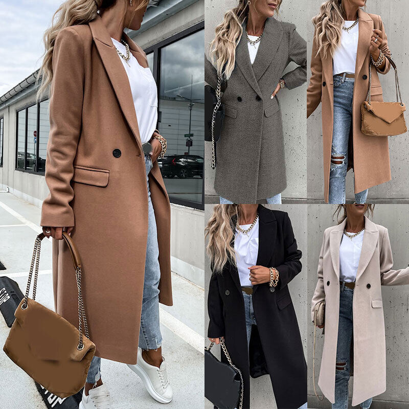 Women's Tailored Longline Coat – Classic Button Front Overcoat