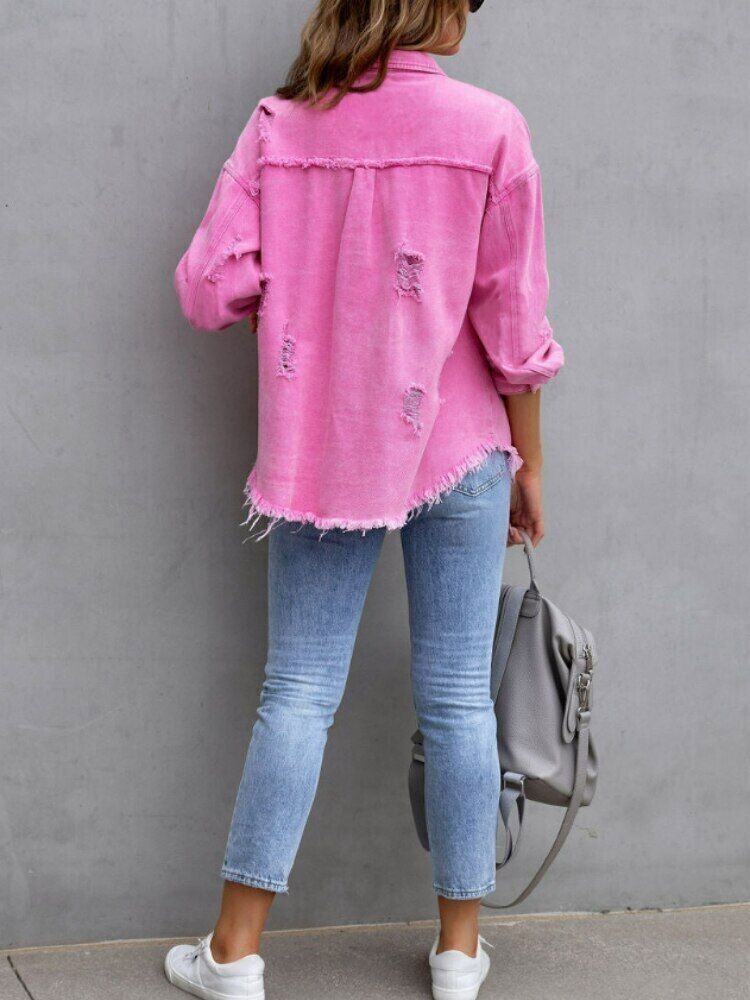 Women's Oversized Casual Jacket – Relaxed Button Front Jacket