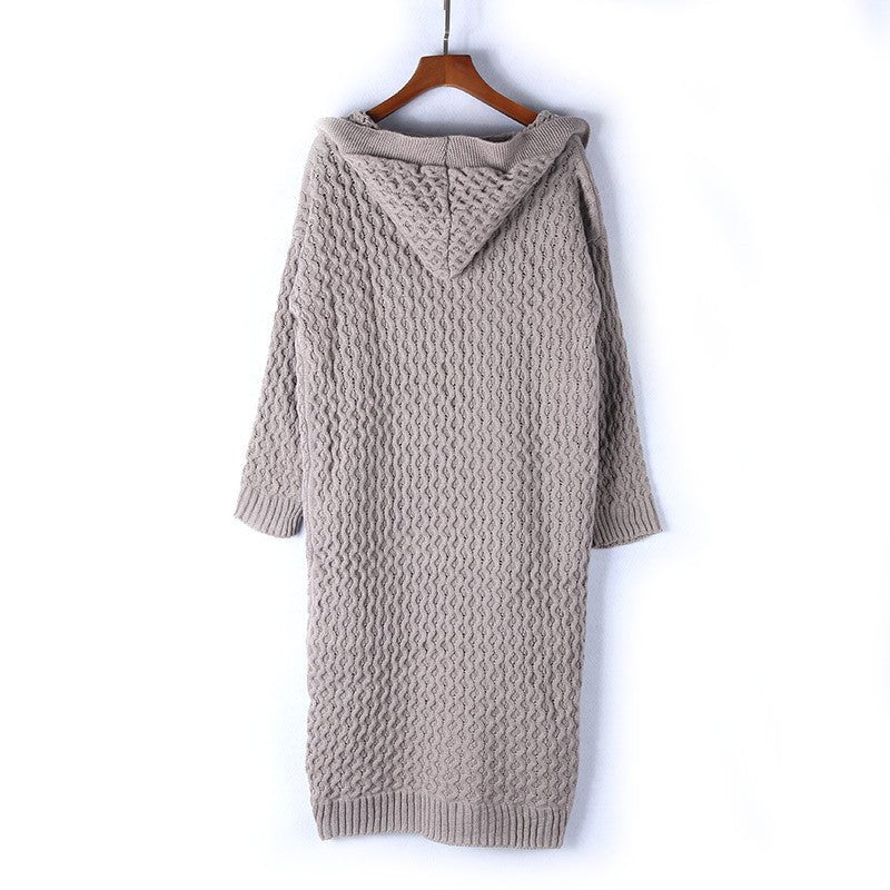 Women's Oversized Winter Cardigan – Hooded Long Sleeve Cardigan