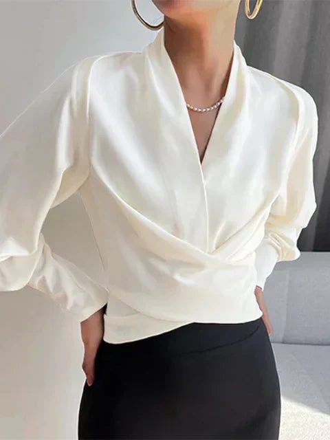 Alanah | Puff Sleeve Blouse with v-neck