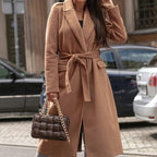 Women's Long Tailored Winter Coat – Button Front Cold Weather Overcoat