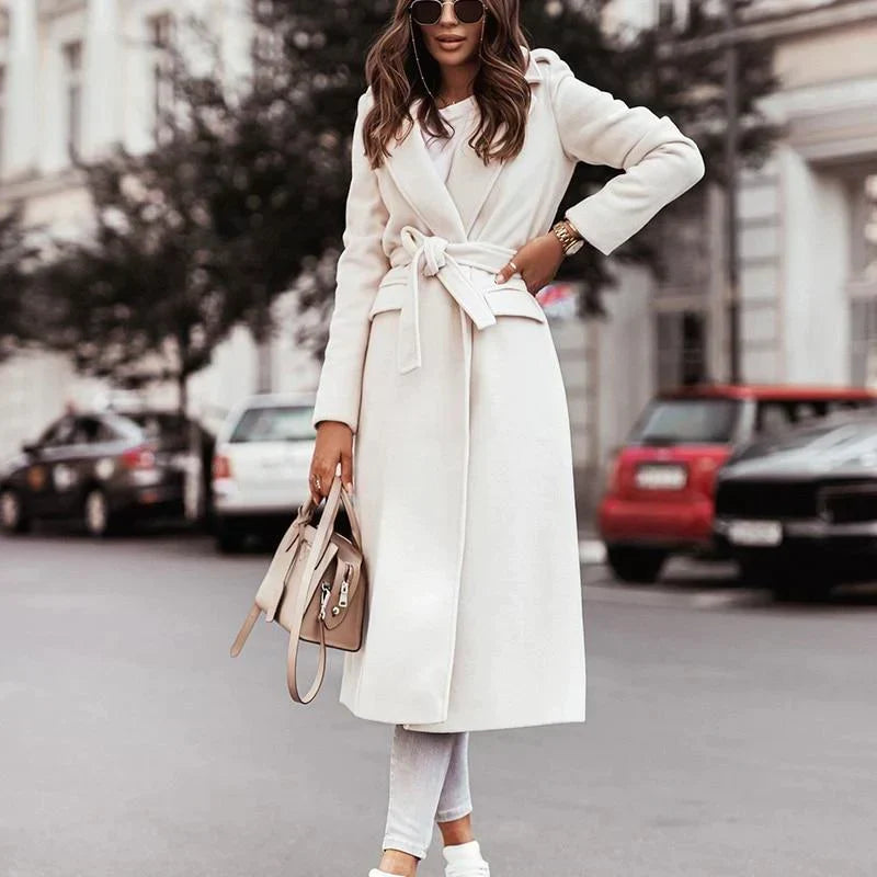 Women's Long Tailored Winter Coat – Button Front Cold Weather Overcoat