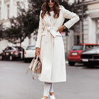 Women's Long Tailored Winter Coat – Button Front Cold Weather Overcoat