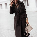 Women's Long Tailored Winter Coat – Button Front Cold Weather Overcoat
