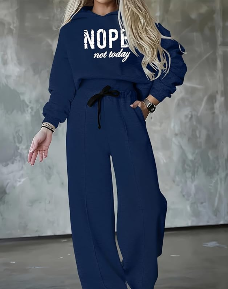 Women's Graphic Hoodie Tracksuit – Wide Leg Lounge Set