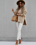 Women's Side Split Sweater – Longline High Neck Winter Sweater