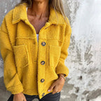 Women's Lapel Collar Jacket – Tailored Button Front Everyday Jacket