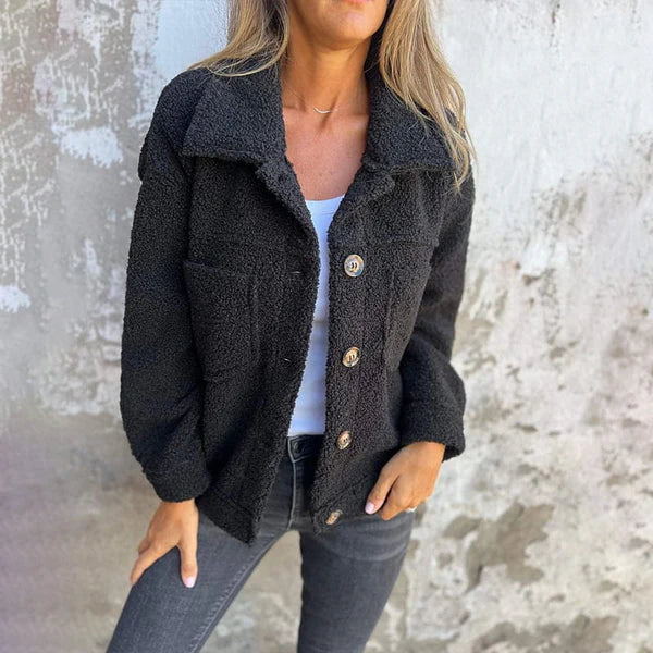 Women's Lapel Collar Jacket – Tailored Button Front Everyday Jacket