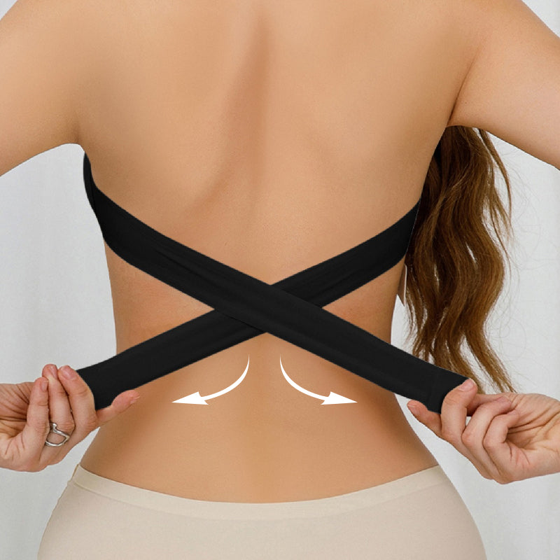 Women's Strapless Crossover Bra – Wireless Side Closure Support Bra