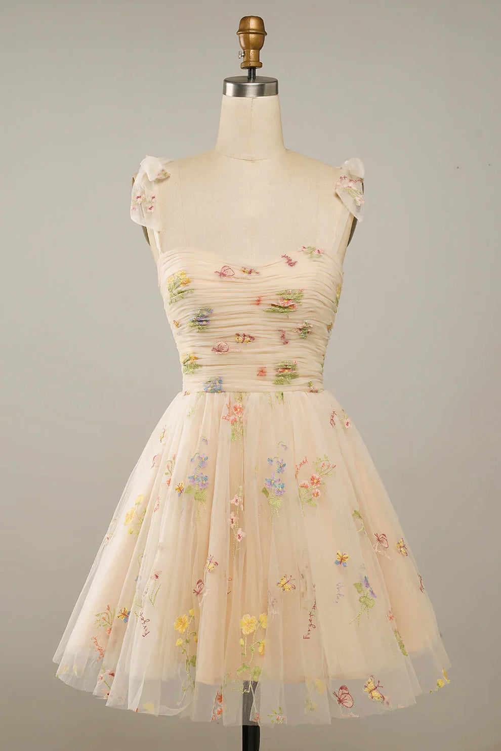 Women's Floral Embroidered Tulle Gown – A-Line Formal Evening Dress