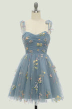 Women's Floral Embroidered Tulle Gown – A-Line Formal Evening Dress