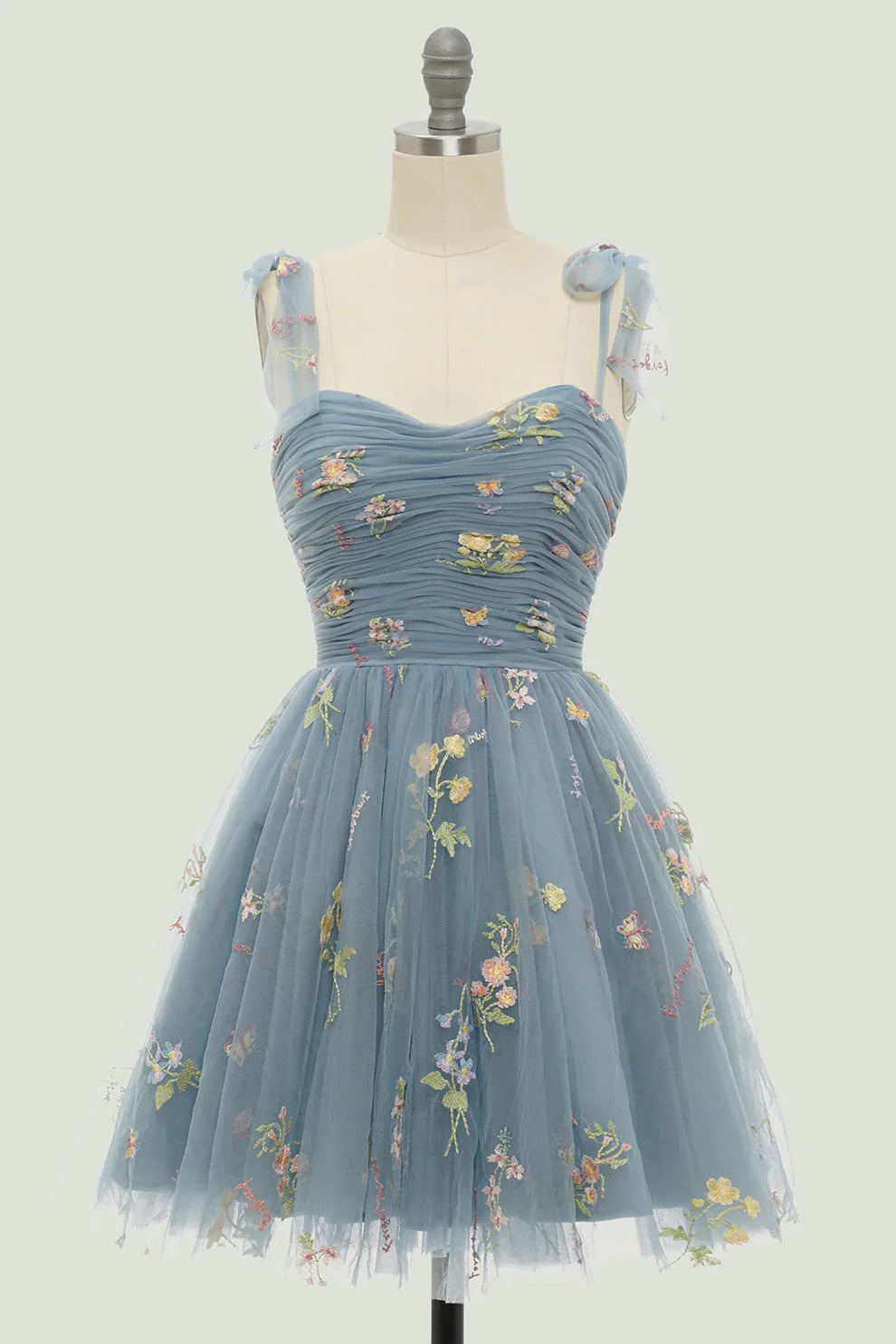 Women's Floral Embroidered Tulle Gown – A-Line Formal Evening Dress