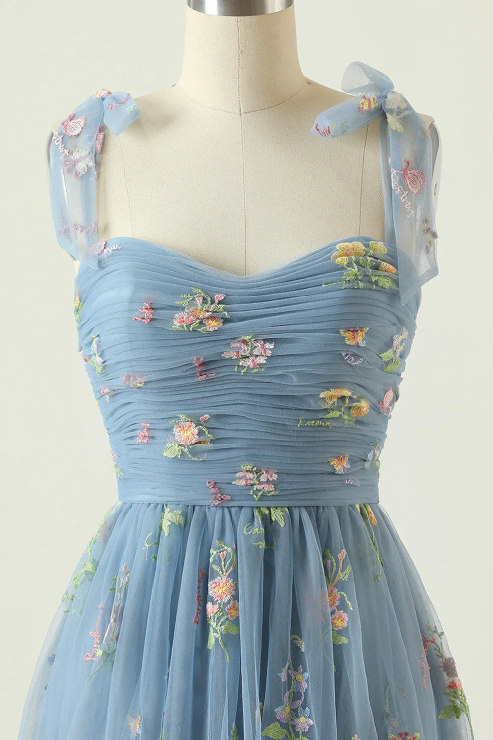 Women's Floral Embroidered Tulle Gown – A-Line Formal Evening Dress