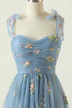 Women's Floral Embroidered Tulle Gown – A-Line Formal Evening Dress