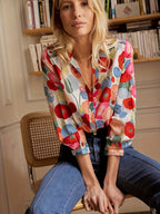 Women's Floral Button Blouse – Long Sleeve Printed Shirt Blouse